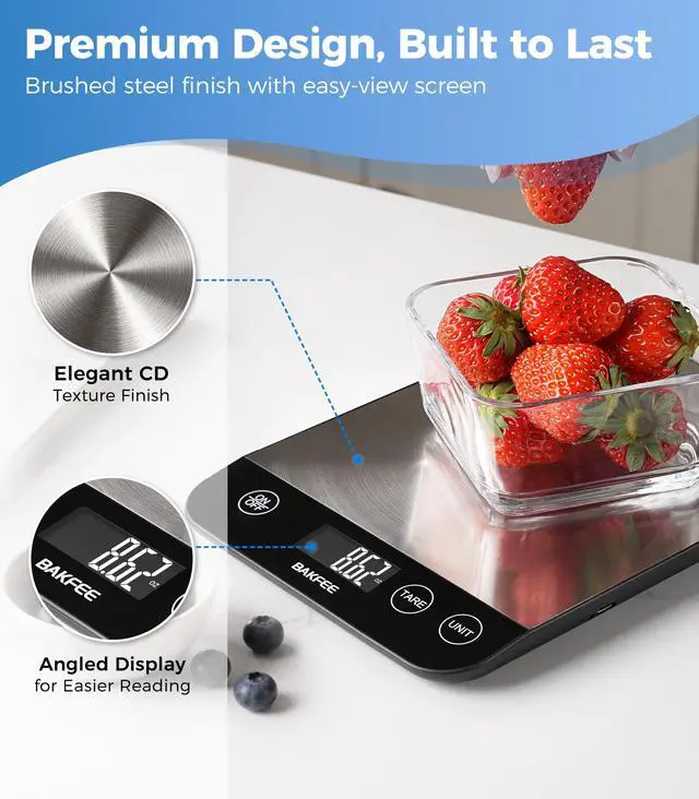 Alt view image 5 of 7 - Food Scale, 33lb Kitchen Scale, 1g Precision, USB-C Charging, Black