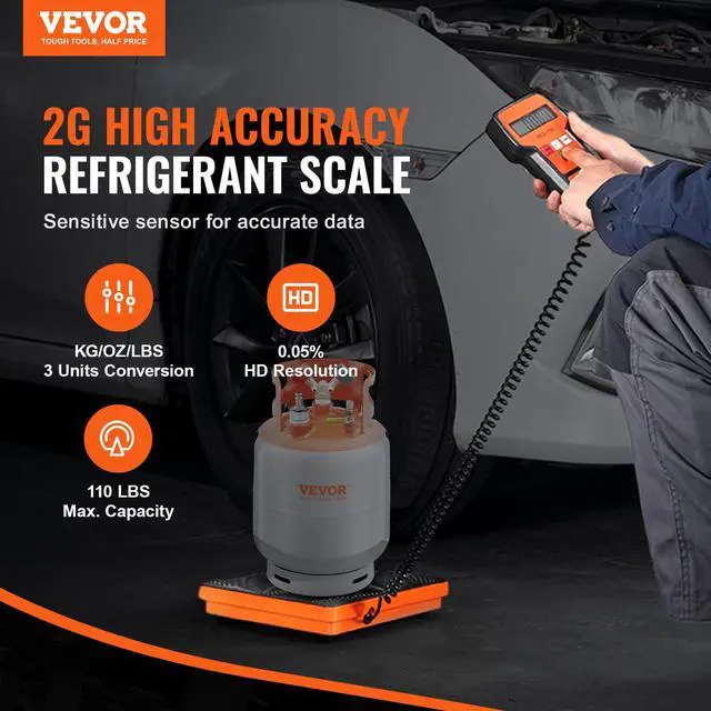 Alt view image 2 of 7 - Refrigerant Scale 110 LBS HAVC Charging Recovery Freon Scale, with Wired Remote Control, 2g High Precision Electronic Digital Recovery Weight Scale with Case and Dry Battery