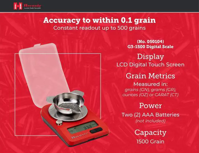 Alt view image 4 of 7 - G3-1500 Electronic Scale, 050104 - Portable Battery Operated Digital Pocket Scale to Weigh Bullets, Cases, Trickle Powder & More Up to 1500 Grain Capacity with 0.1 Accuracy & Reliable Results