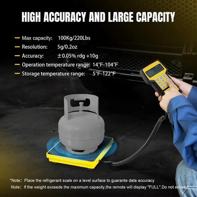 Alt view image 3 of 7 - Upgraded Refrigerant Scale 220 LBS High Precision Programmable HVAC Electronic Refrigerant Charging Weight Scale Freon Scale with Portable Case for All Refrigerant Recovery Tanks