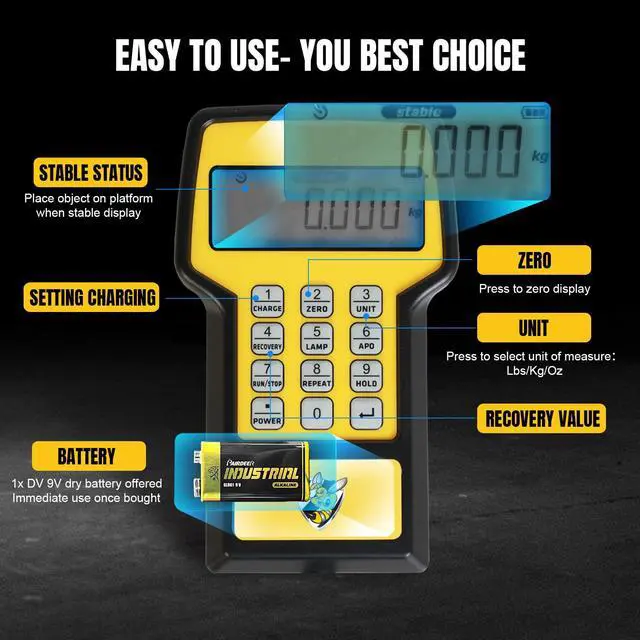 Alt view image 4 of 7 - Upgraded Refrigerant Scale 220 LBS High Precision Programmable HVAC Electronic Refrigerant Charging Weight Scale Freon Scale with Portable Case for All Refrigerant Recovery Tanks