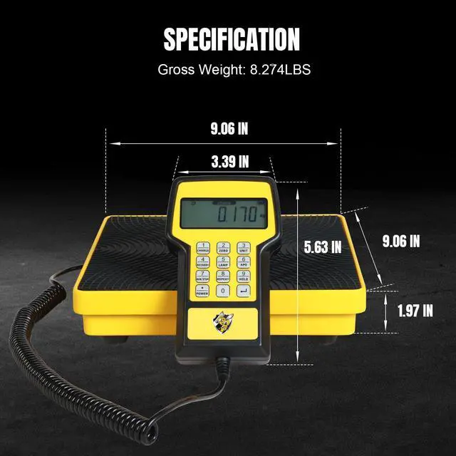 Alt view image 7 of 7 - Upgraded Refrigerant Scale 220 LBS High Precision Programmable HVAC Electronic Refrigerant Charging Weight Scale Freon Scale with Portable Case for All Refrigerant Recovery Tanks