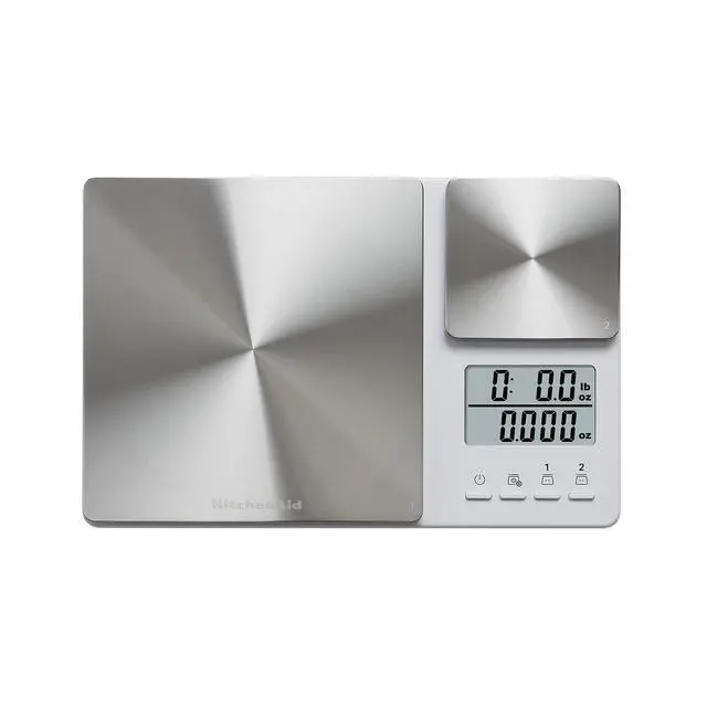 Alt view image 5 of 7 - KQ909 Dual Platform Digital Kitchen and Food Scale, 11 Pound Capacity and Precision 16oz Capacity, White with Stainless Steel