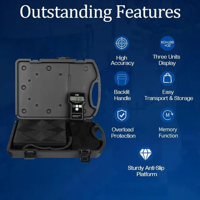 Alt view image 4 of 7 - 220LBS Electronic Refrigerant Charging Scale with Portable Case, Digital Freon Scale, HVAC Refrigerant Scale for All Refrigerant Recovery Tanks