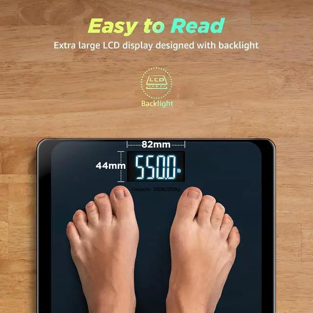Alt view image 3 of 6 - 550lb Bathroom Digital Scale for Body Weight with Ultra-Wide Platform and Large LCD Display, Accurate High Precision Scale with Extra-High Capacity