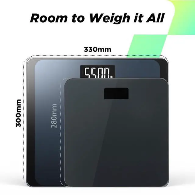 Alt view image 4 of 6 - 550lb Bathroom Digital Scale for Body Weight with Ultra-Wide Platform and Large LCD Display, Accurate High Precision Scale with Extra-High Capacity