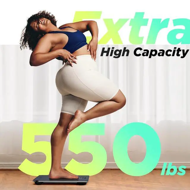 Alt view image 5 of 6 - 550lb Bathroom Digital Scale for Body Weight with Ultra-Wide Platform and Large LCD Display, Accurate High Precision Scale with Extra-High Capacity