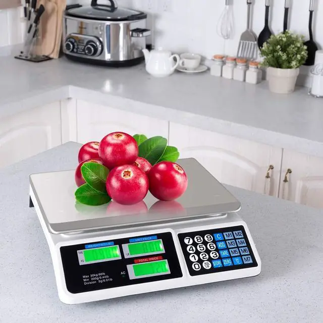 Alt view image 2 of 7 - Electronic Price Computing Scale LCD Digital Commercial Food Meat Weighting Scale 66 Ib Capacity
