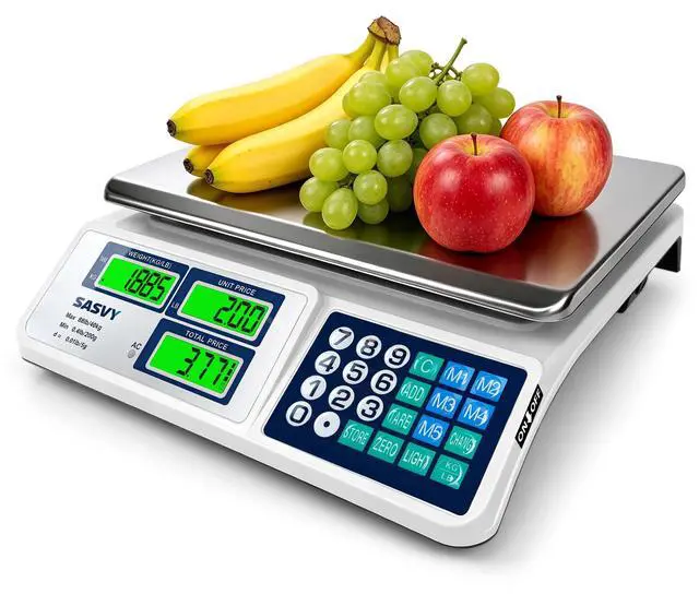 Main image of Price Computing Scale 88lb/40kg Commercial Food Scale with Change Function, Dual LCD Displays, Rechargeable Battery for Farmers Markets, Deli, Meat, Produce,