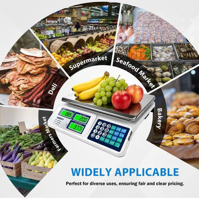 Alt view image 7 of 7 - Price Computing Scale 88lb/40kg Commercial Food Scale with Change Function, Dual LCD Displays, Rechargeable Battery for Farmers Markets, Deli, Meat, Produce,