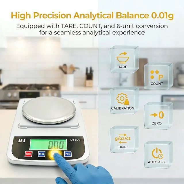 Alt view image 4 of 7 - Digital Lab Scale 1000g x 0.01g Analytical Balance Electronic Scale