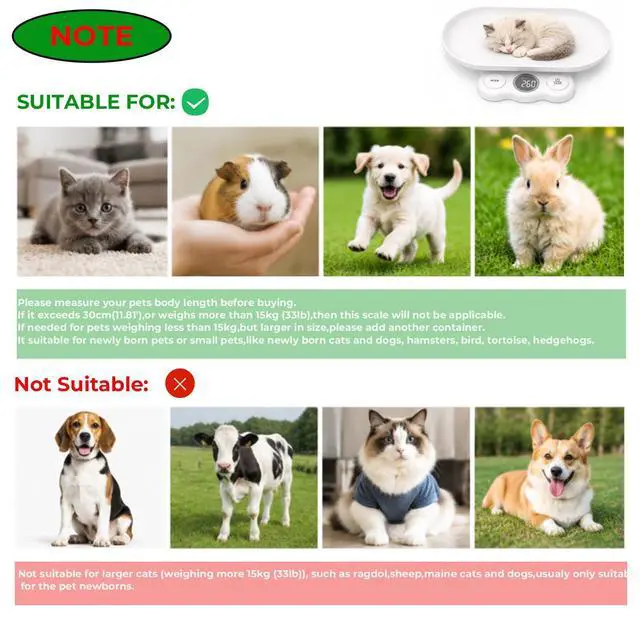 Alt view image 4 of 5 - Digital Pet Scale,Best for Newborn Pets,Max 33 lb