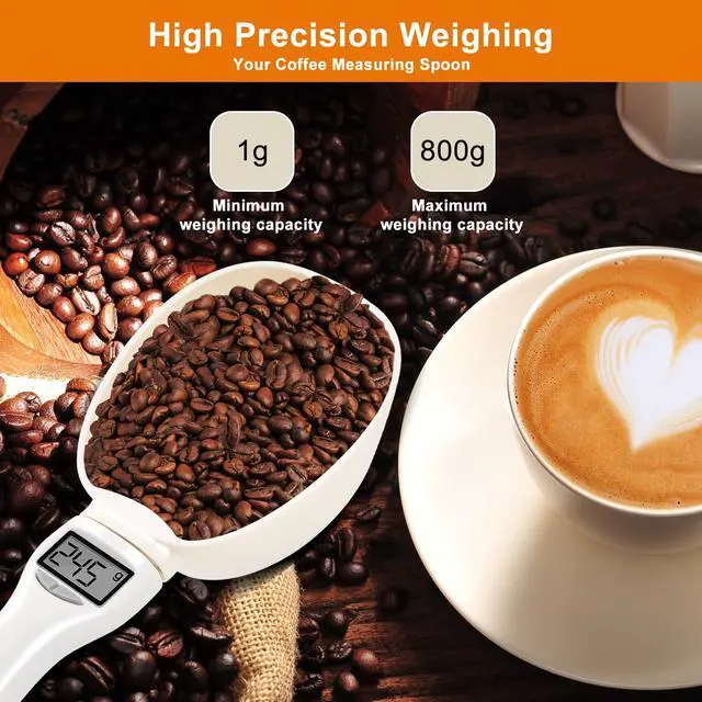 Alt view image 3 of 7 - Digital Measuring Spoon, Weighing Food Measuring Scoop Scale, LCD Electronic Food Scale for Kitchen Gadget, Baking Cooking Coffee, Pet Dog Cat Food, 800g/1g High Precision Grams Measuring Cup Gifts