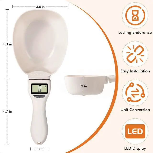 Alt view image 2 of 7 - 2pcs Digital Measuring Spoon Scale,Electronic Measuring Spoon 800g/0.1g High Precision with Screen,Adjustable Measuring Spoon for Cooking, Pet Food,Daily Meals