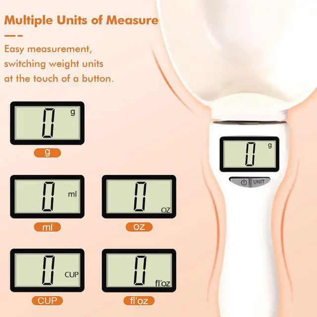 Alt view image 6 of 7 - 2pcs Digital Measuring Spoon Scale,Electronic Measuring Spoon 800g/0.1g High Precision with Screen,Adjustable Measuring Spoon for Cooking, Pet Food,Daily Meals