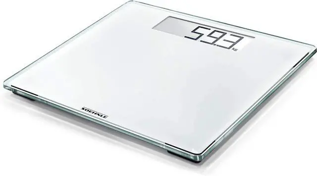 Main image of Style Sense Comfort 100 Digital Bathroom Scale LCD Display, 396 lb Capacity, Auto On/Off, Safety Glass Platform, Precise 0.2 lb Increments, Energy Saving, Battery Included White