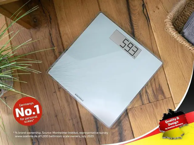 Alt view image 2 of 7 - Style Sense Comfort 100 Digital Bathroom Scale LCD Display, 396 lb Capacity, Auto On/Off, Safety Glass Platform, Precise 0.2 lb Increments, Energy Saving, Battery Included White