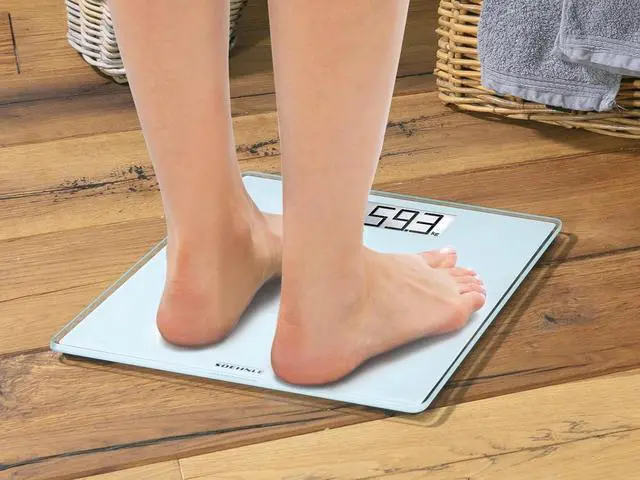 Alt view image 7 of 7 - Style Sense Comfort 100 Digital Bathroom Scale LCD Display, 396 lb Capacity, Auto On/Off, Safety Glass Platform, Precise 0.2 lb Increments, Energy Saving, Battery Included White