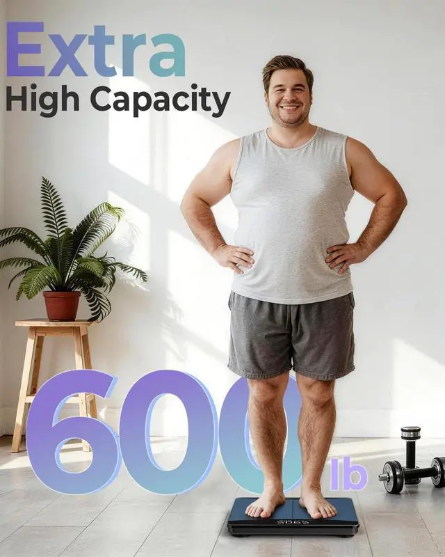 Alt view image 2 of 7 - 600lb Scale for Body Weight with Weight Trends, High Accurate Weight Scale with Extra-High Capacity Large Display, Premium Digital Scales for Body Weight, Family, Pet