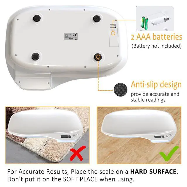 Alt view image 4 of 7 - Small Animal Digital Scale, 14" x 10" Pet Weighing Scale Max 33lbs