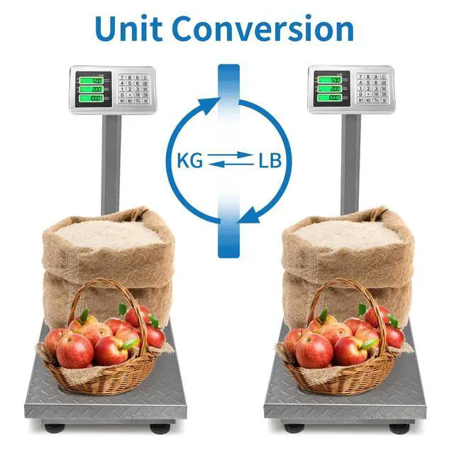 Alt view image 3 of 7 - 661lbs Electronic Industrial Commercial Platform Scale,Stainless Steel High-Definition LCD Display,Digital Floor Heavy Duty,Luggage Package Price Computing Postal Shipping MailingGrey