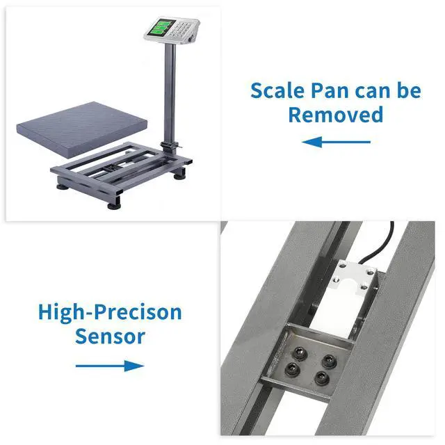 Alt view image 4 of 7 - 661lbs Electronic Industrial Commercial Platform Scale,Stainless Steel High-Definition LCD Display,Digital Floor Heavy Duty,Luggage Package Price Computing Postal Shipping MailingGrey