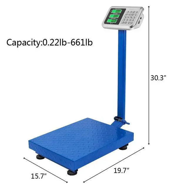Alt view image 7 of 7 - Electronic Platform Scale,660lbs Weight Digital Floor Heavy Duty Folding Postal Scales,Stainless Steel High-Definition LCD Display for Luggage Package Price Computing Postal Shipping Mailing