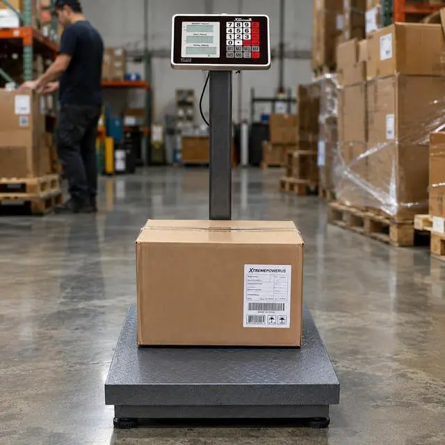 Alt view image 2 of 7 - 700LB Weight Computing Postal Scale Digital Floor Large Platform Warehouse Shipping LB Price Calculator Luggage Package Shipping Mailing Postal Scale with Accurate LB/KG Foldable