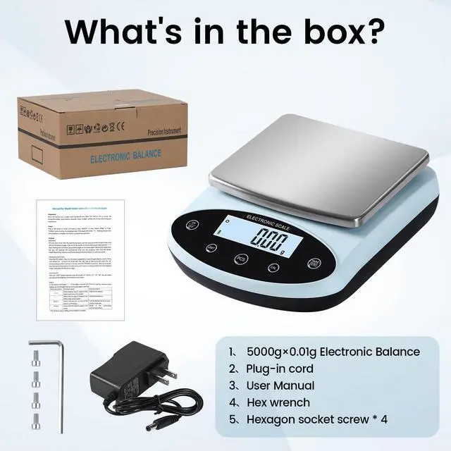 Alt view image 3 of 7 - Analytical Balance 5000g x 0.01g Digital Gram Scale 0.01g Accuracy Precision Lab Scale 13 Unit High Precision Digital Scale for Laboratory, Jewelry Weighing