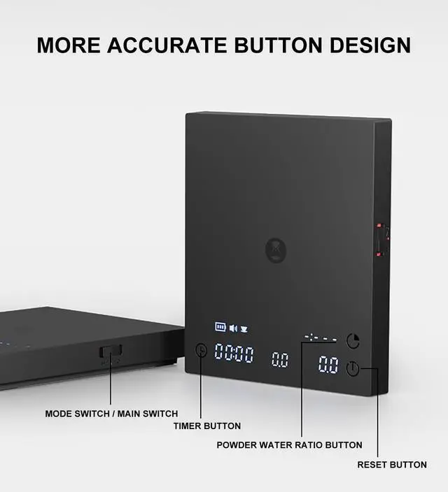 Alt view image 5 of 7 - Black Mirror Basic 3 Coffee Scale with Timer - Ultra Thin Digital Kitchen Scale, 0.1g Precision for Espresso, Pour Over, Baking & Cooking (Basic 3)