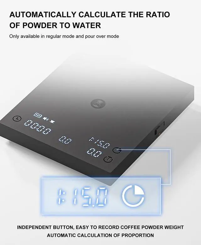 Alt view image 6 of 7 - Black Mirror Basic 3 Coffee Scale with Timer - Ultra Thin Digital Kitchen Scale, 0.1g Precision for Espresso, Pour Over, Baking & Cooking (Basic 3)