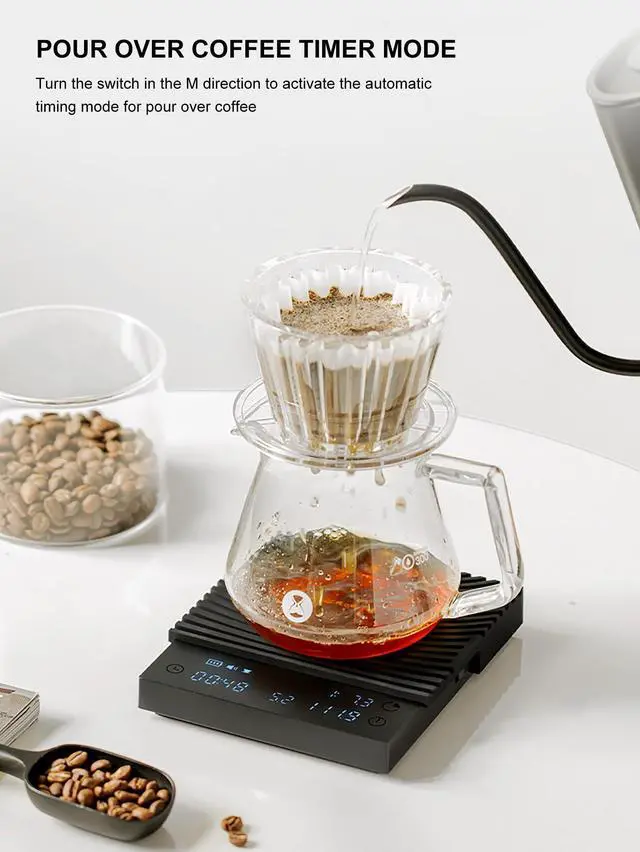 Alt view image 7 of 7 - Black Mirror Basic 3 Coffee Scale with Timer - Ultra Thin Digital Kitchen Scale, 0.1g Precision for Espresso, Pour Over, Baking & Cooking (Basic 3)