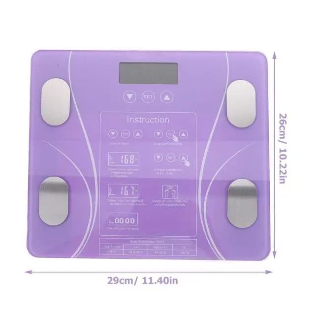 Alt view image 5 of 7 - Household Intelligent Body Fat Scale Digital Weight Scale Battery-Free Design Precise Led Display for Home Use 11.41X10.23X0.78In