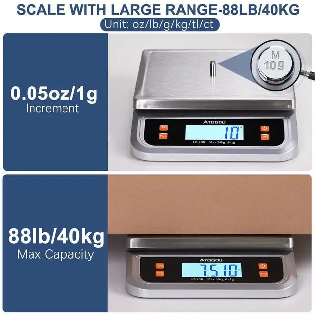 Alt view image 2 of 6 - 88lb Food Scale, Commercial Kitchen Scale Plug-in Usable