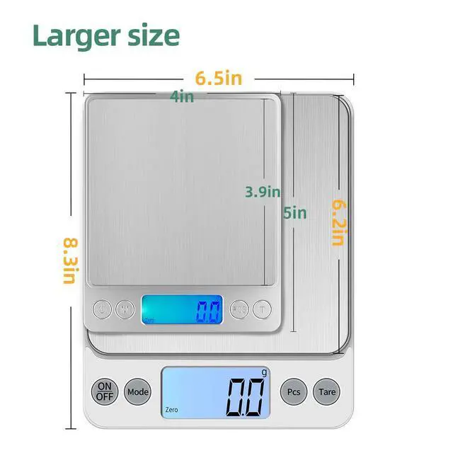 Alt view image 3 of 7 - Upgraded Larger Size Digital Food Scale Weight Grams and OZ, 5kg/0.1g Kitchen Scale for Cooking Baking, High Precision Electronic Scale with LCD Display