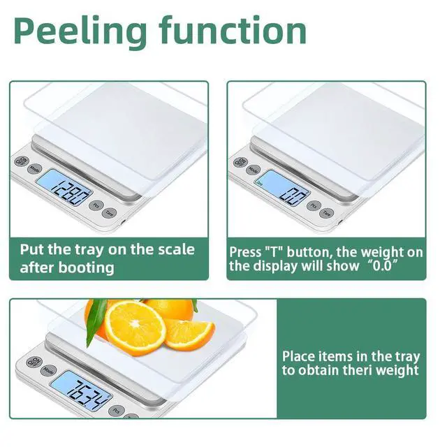 Alt view image 4 of 7 - Upgraded Larger Size Digital Food Scale Weight Grams and OZ, 5kg/0.1g Kitchen Scale for Cooking Baking, High Precision Electronic Scale with LCD Display