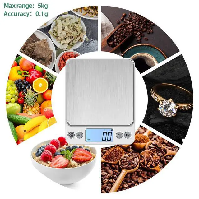 Alt view image 6 of 7 - Upgraded Larger Size Digital Food Scale Weight Grams and OZ, 5kg/0.1g Kitchen Scale for Cooking Baking, High Precision Electronic Scale with LCD Display