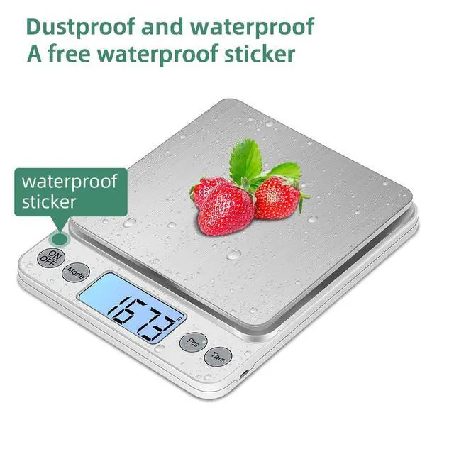 Alt view image 7 of 7 - Upgraded Larger Size Digital Food Scale Weight Grams and OZ, 5kg/0.1g Kitchen Scale for Cooking Baking, High Precision Electronic Scale with LCD Display