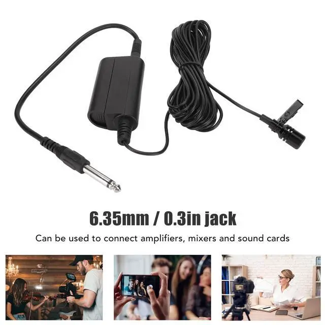 Alt view image 4 of 7 - Lavalier Lapel Microphone, Omnidirectional Condenser Mic, 6.35MM Jack, Mini Metal Clip, for Playing Guitars, Saxophones, Trumpets, Violins, 16.4ft