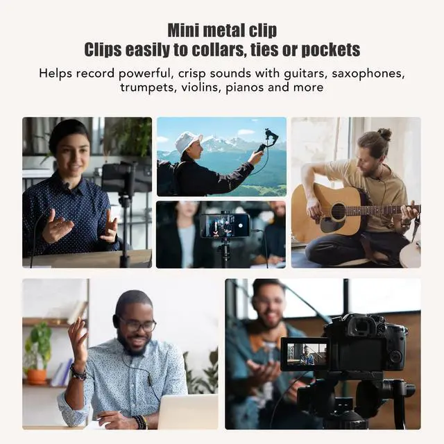 Alt view image 2 of 7 - Lavalier Lapel Microphone, Omnidirectional Condenser Mic, 6.35MM Jack, Mini Metal Clip, for Playing Guitars, Saxophones, Trumpets, Violins, 16.4ft
