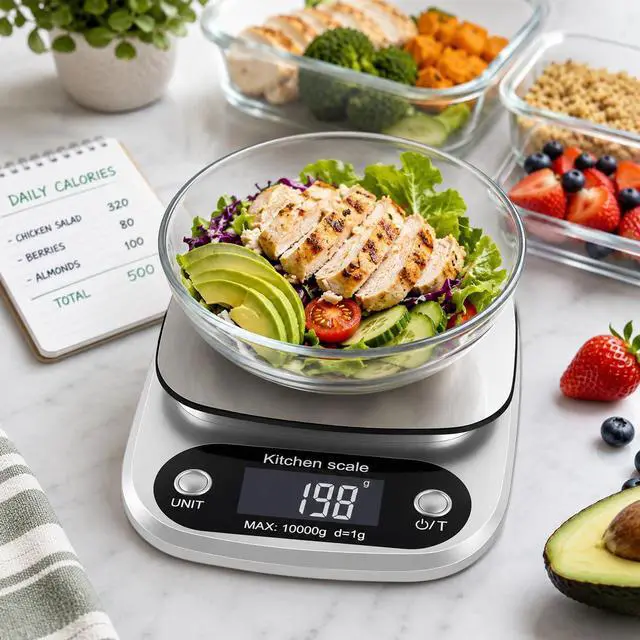 Alt view image 5 of 7 - Digital Kitchen Scale for Cooking & Baking, Compact Food Scale with Digital Display, Unit Conversion, Tare Function, Lightweight Design for Home Cooks, Diet Trackers, Meal Prep