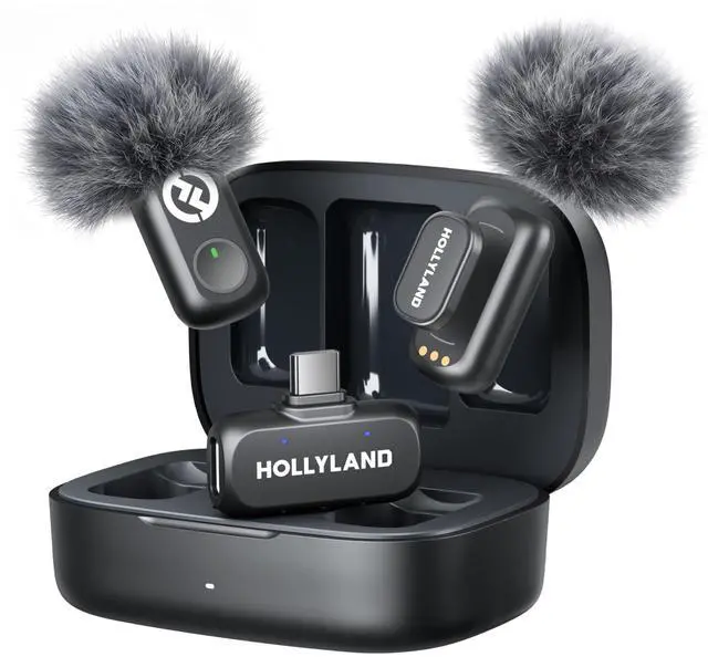 Main image of Lark A1 Wireless Microphone for iPhone 17/16/15 & Android, 48kHz/24-bit, 3-Level Intelligent Noise Cancel, Mini Mic for YouTube, Podcast, Vlogging (Black, 2TX + USB-C RX + Charging Case)