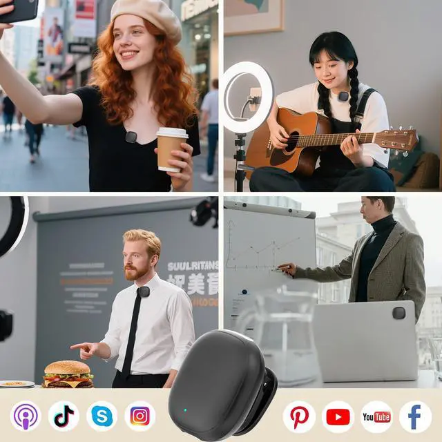 Alt view image 6 of 7 - Wireless Lavalier Microphones for iPhone 17 with AI Noise Filter