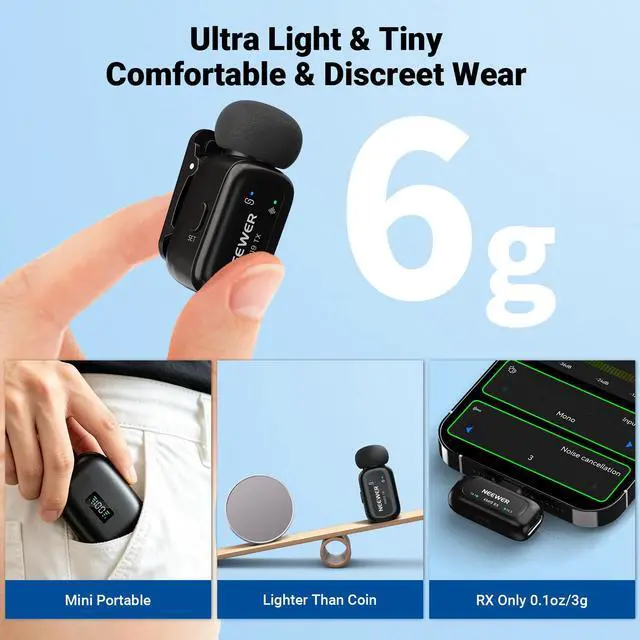 Alt view image 2 of 7 - KM19 Mini Lav Mic Compatible with iPhone 17 16 15, Black