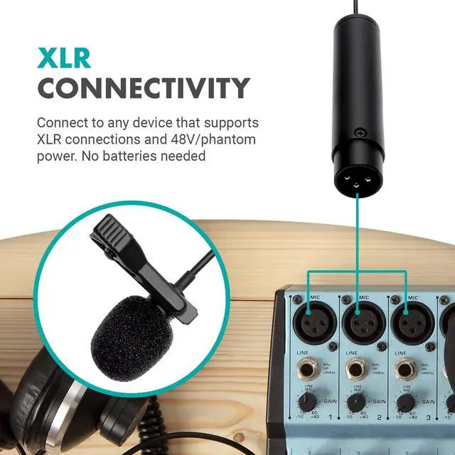 Alt view image 5 of 7 - LV4-C Cardioid XLR Lavalier Microphone with Phantom Power