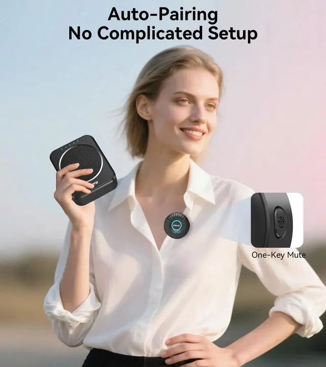 Alt view image 5 of 7 - Portable Voice Amplifier with Wireless Lapel Microphone, Personal Microphone for Teachers, Rechargeable PA System for Classroom,Yoga, Meetings, Speeches