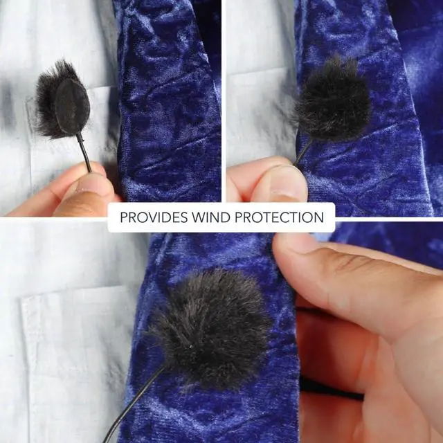 Alt view image 5 of 7 - - Mini Windshields for Lavalier/Lapel Microphones. Reduce Wind Noise & Clothing Rustle. Compatible with Sennheiser, RODE, Sanken, Tascam & More (9x Circles + 30x Stickies, Black)