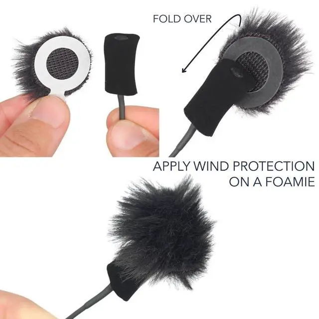 Alt view image 6 of 7 - - Mini Windshields for Lavalier/Lapel Microphones. Reduce Wind Noise & Clothing Rustle. Compatible with Sennheiser, RODE, Sanken, Tascam & More (9x Circles + 30x Stickies, Black)