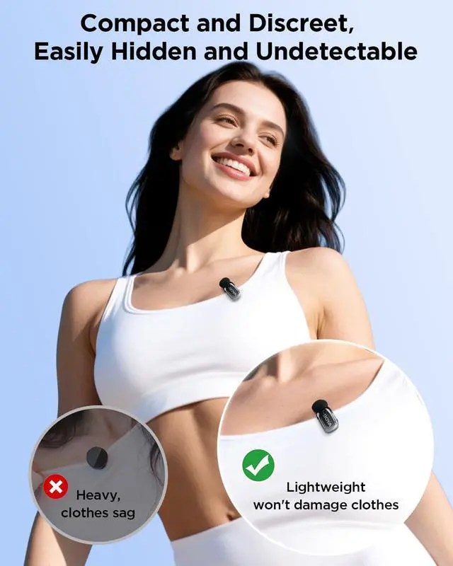 Alt view image 7 of 7 - Mini 2 USB Type-C Wireless Lavalier Microphone for Andriod iPhone15/16,Ultra Mini Lapel Mics,100M Range,30Hrs Battery Life,Noise Reduction Clip On Mic for TikTok YouTube(Space Gray)