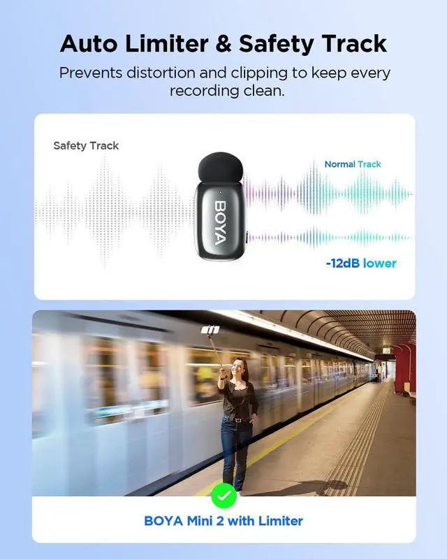 Alt view image 6 of 7 - Mini 2 USB Type-C Wireless Lavalier Microphone for Andriod iPhone15/16,Ultra Mini Lapel Mics,100M Range,30Hrs Battery Life,Noise Reduction Clip On Mic for TikTok YouTube(Space Gray)